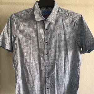 M028 Robert Graham Blue and White Geometric Shirt